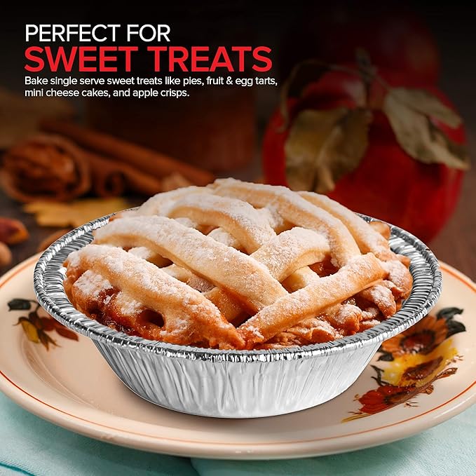 Stock Your Home 4 Inch Mini Aluminum Foil Pans (50 Count) – Disposable Small Tins for Baking Tiny Treats, Fruit Tarts, Quiche, and Mince Pies