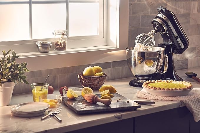 KitchenAid Value Bundle Artisan Series 5 Quart Tilt-Head Stand Mixer with Included Flex Edge Beater, KSM150FEOB, Onyx Black