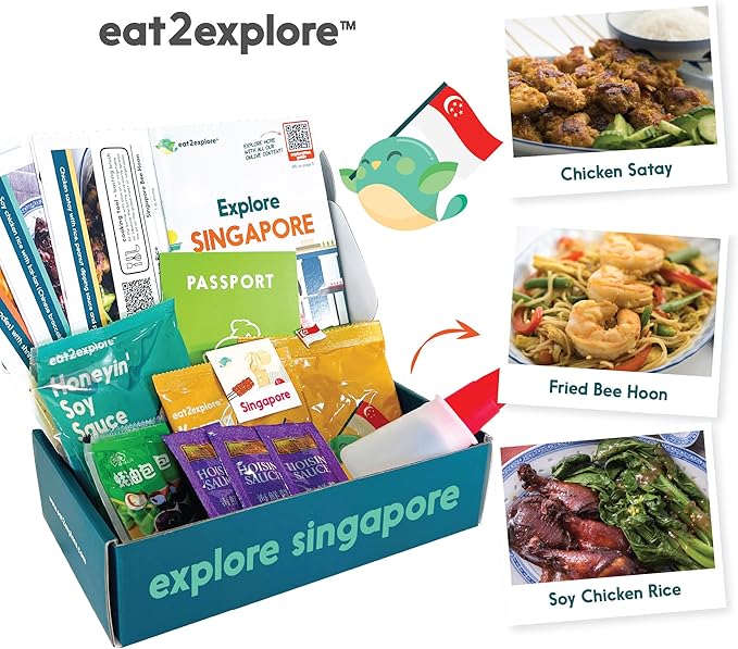 eat2explore Cooking Kits for Kids 17 Pcs – Interactive & Educational Kids Cooking Sets Real for Ages 5 and Up,3 Recipe Cards & Global Ingredients – Perfect for Families and Homeschooling (Singapore)