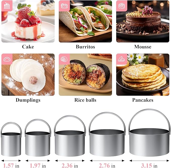 Biscuit Cutter Set, Stainless Steel Flour Sifter, Pastry Cutter, Pastry Scraper and Dough Blender, Flour Sieve for Quick Sifting Cakes and Spices, Professional Baking Dough Tools (4 Set)