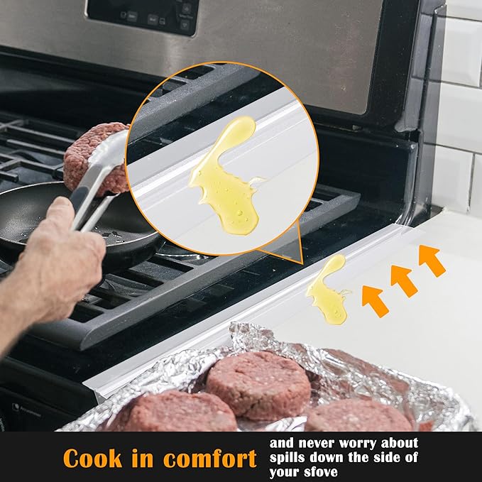 Silicone Stove Counter Gap Cover Kitchen Counter Gap Filler Transparent 21" Long Gap Filler Sealing Spills between Kitchen Appliances Washing Machine and Stovetop, Set of 2 (Clear)
