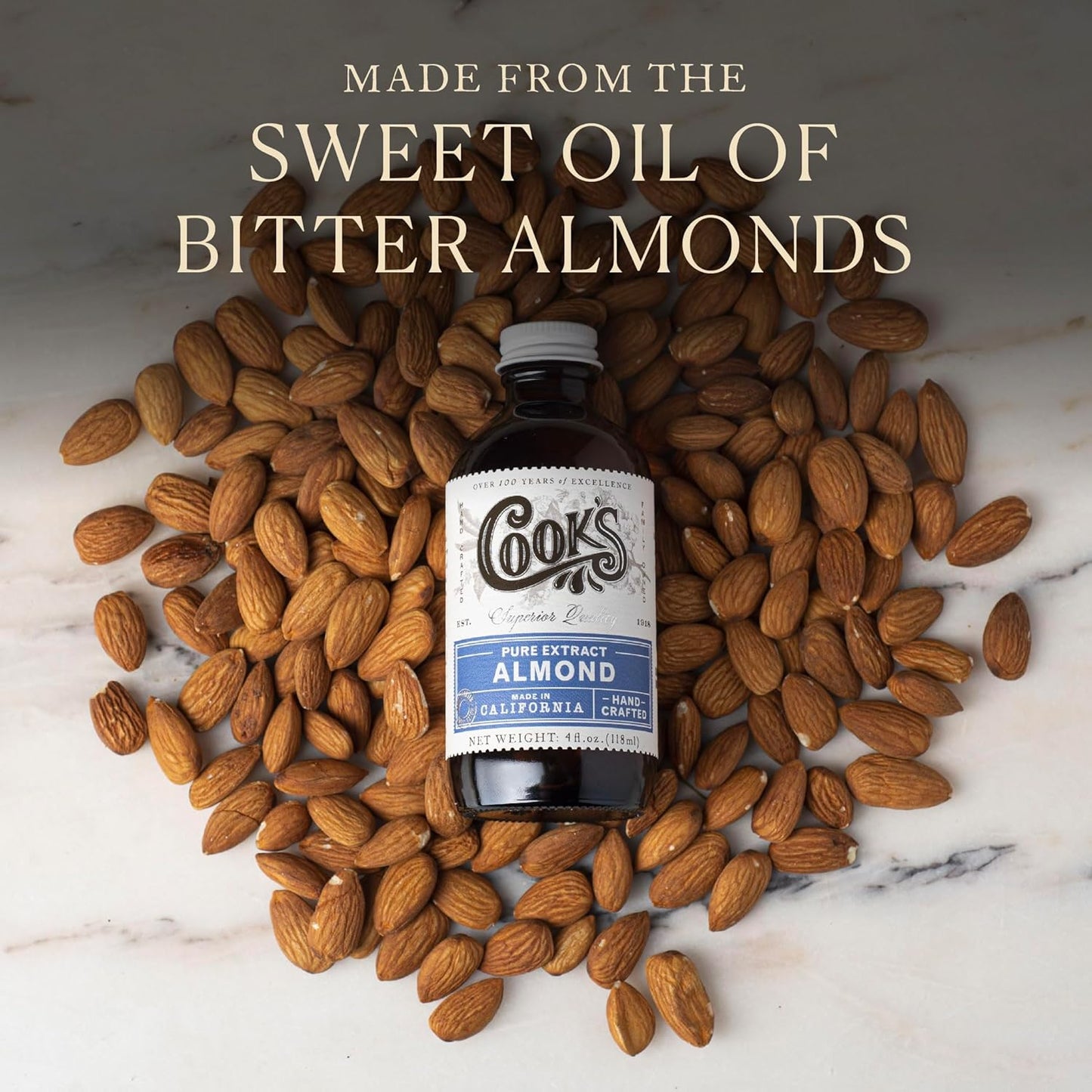 Cook’s, Pure Almond Extract for Baking, Cooking, and Mixology, Allergen Free Almond Flavoring Extract, 16 oz