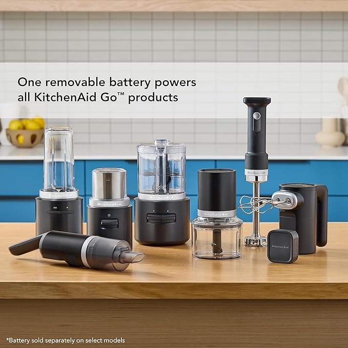 KitchenAid Go Cordless Hand Blender with Accessories - battery sold separately, KHBRV05, Black Matte