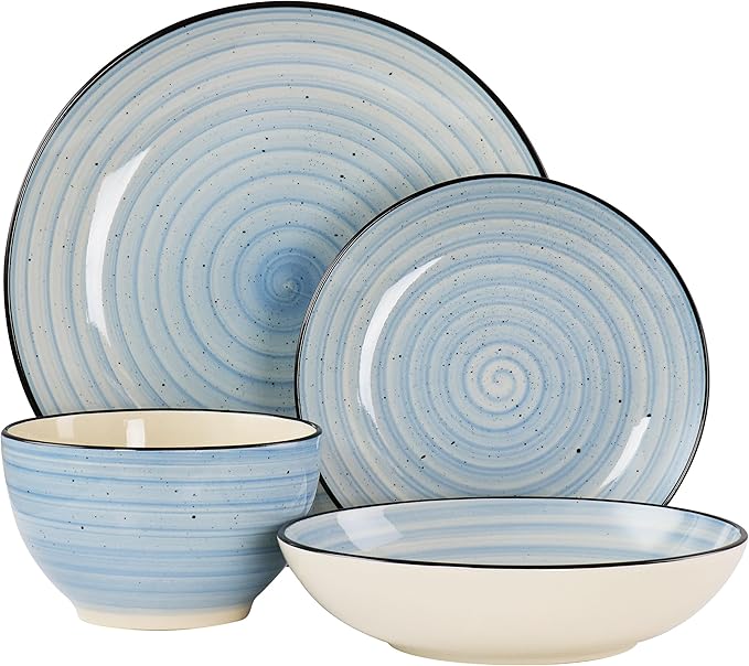 Elama Gia 24 Piece Stoneware Dinnerware Set (Light Blue)