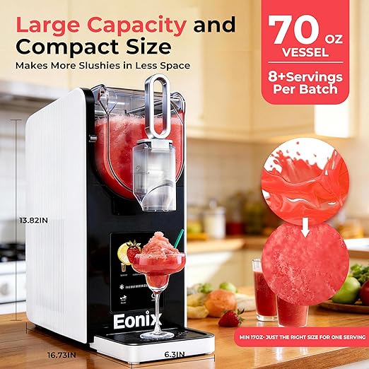 Slushie Machine No Ice Needed,64OZ Slushy Machine for Home with Auto-Clean Function,Commercial Frozen Drink Maker,6 Pre-Set Programs,LED Display,Frozen Margaritas,Frappés,Milkshake ﻿