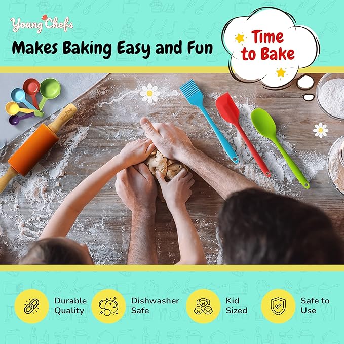 Young Chefs Kids Cooking Sets Real - 19 Pieces Real Baking Set - Easter Gifts for Kids 8-12 Years Cooking and Baking Set for Kids– Giftable Sets for Girls and Boys