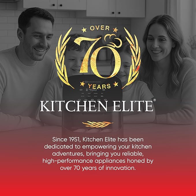 Kitchen Elite Digital Air Fryer Oven with Viewing Window and 8 Presets, 4 Quart, Touchscreen Cooker, Precise Temp Control, Elegant Gray