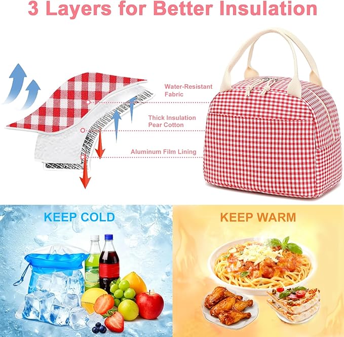 Bluboon Lunch Box for Women Cute Lunch Bag Reusable Insulated Lunch Bags Large Capacity Lunchbox Cooler for Work Picnic or Travel