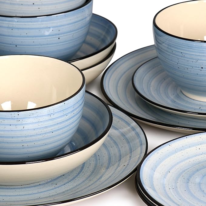 Elama Gia 24 Piece Stoneware Dinnerware Set (Light Blue)