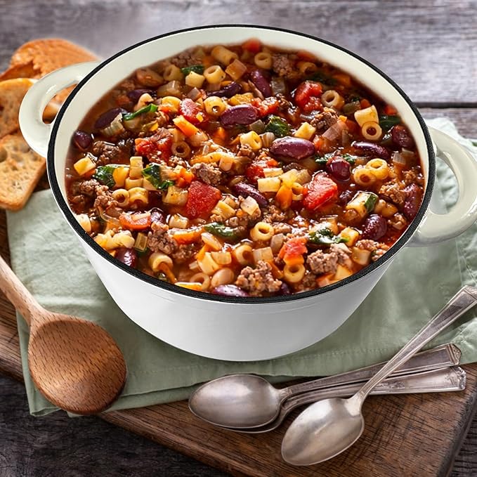 5 Quart Enameled Cast Iron Dutch Oven, Heavy-Duty Round Cookware Pot with Lid and Dual Handles for Sourdough Bread Baking, Braising, Soups and Stews, Used for All Stoves