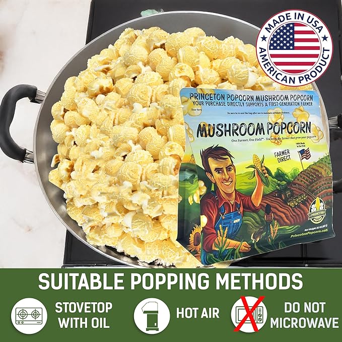 Farmer Bob's Princeton Popcorn Farmer-Direct Mushroom Popcorn Kernels 32 oz Each Case of 20 Sealed Bags Non-GMO Gluten-Free Stove/Popper Ready Bulk Value Pack Freshness Preserved & Easy to Handle