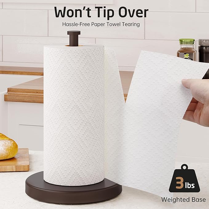 KES Kitchen Paper Towel Holder Countertop with Weighted Base, Freestanding Paper Towel Holders 18/8 Stainless Steel, Bronze, KPH202-BB