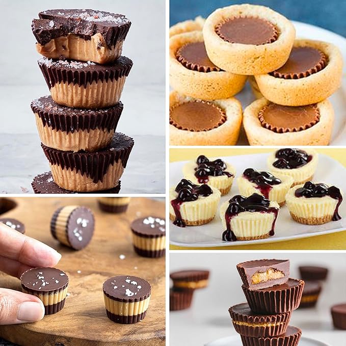 Sidosir 3pcs Peanut Butter Cup Mold, Silicone Mini Tart Pan for Bite Size Fat Bombs, Silicone Chocolate Candy Mold for Brownie (Bite Size Cup)