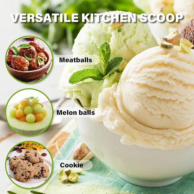 3.5 Tbsp Cookie Scoop, Ice Cream Scoop with Thumb Trigger, Cookie Dough Melon Baller Scoop 55 mm, Comfortable Grip, Non-Slip, 50 ml