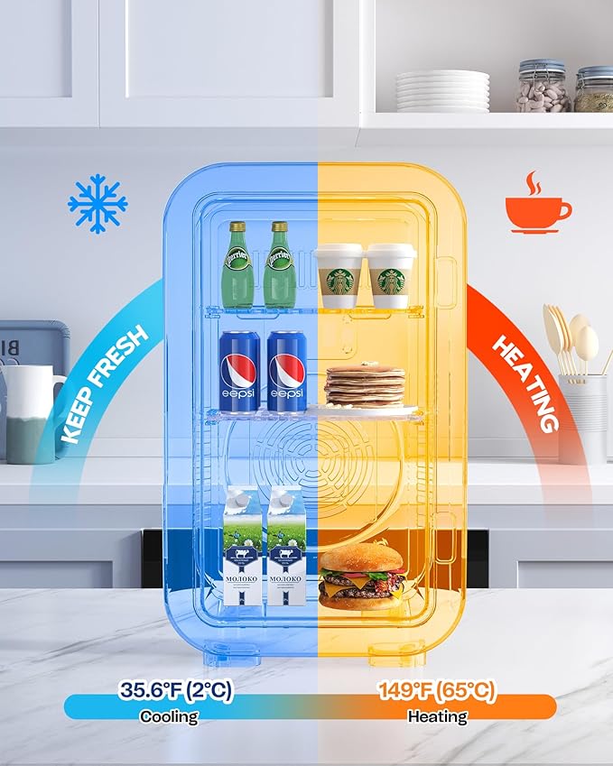 BEICHEN Mini Fridge,6 Liter / 8 Can Small Fridge for Bedroom, Car, Office & Dorm, 110V AC/DC Portable Thermoelectric Cooler & Warmer for Skincare, Food, Drinks, White