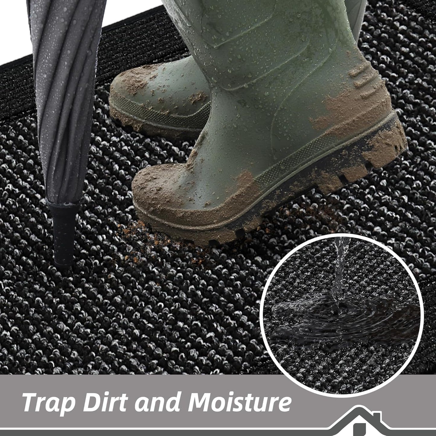 BEQHAUSE Indoor Door Mat 20" x 32", Dirt Trapper Door Mats Non-Slip Entryway Rugs Washable, Resist Dirt Absorbent Welcome Mat, Low Profile Floor Mats for Front Back Door and Entryway, Black