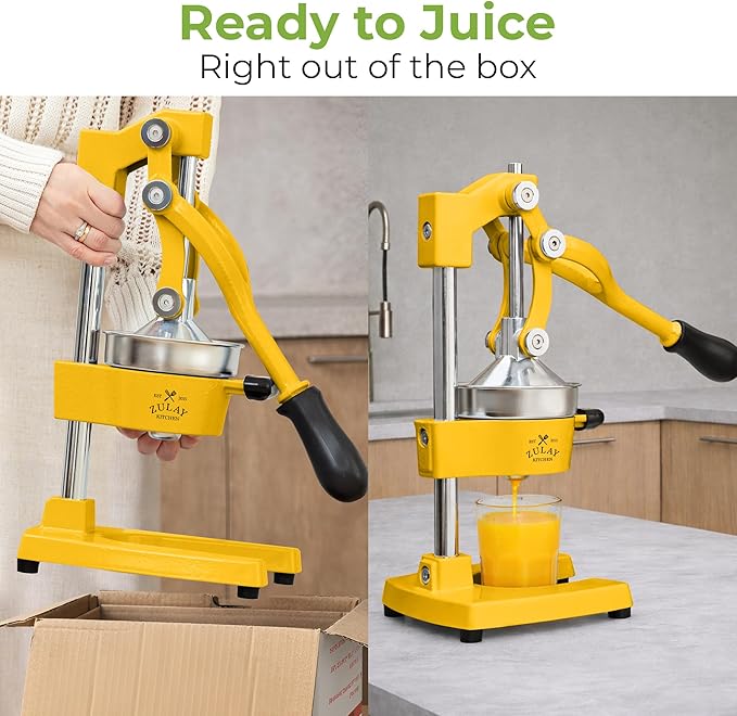 Zulay Kitchen Cast Iron Juicer - Heavy Duty Manual Juicer with Detachable Strainers for Easy Cleaning, Orange Juice Press for Citrus Fruits, Perfect for Bartenders, Juice Lovers & Health Enthusiasts