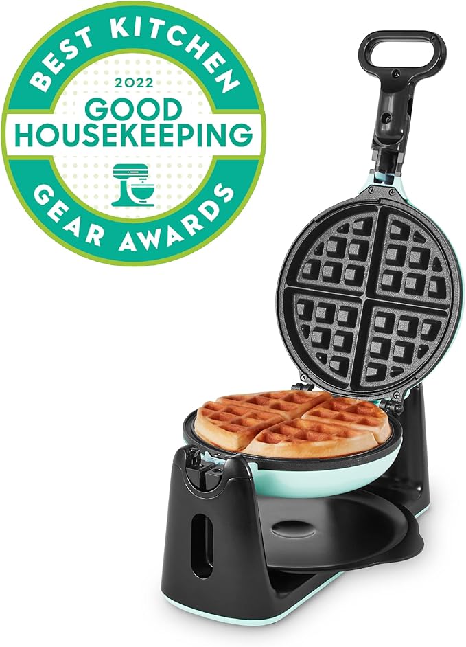 Dash Flip Belgian Waffle Maker - nonstick surface - Rotating Belgian Waffle Maker with Quick Heat-Up System for Easy Breakfasts - Supports Multi-Use - Aqua