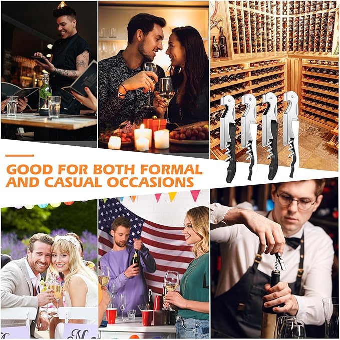 Honoson 40 Pcs Wine Key Opener Corkscrew Bottle Wine Opener Waiter Metal Heavy Beer Corkscrew Serrated Foil Cutter Key for Home Restaurants Bars Waiter Bartenders (Black,White)