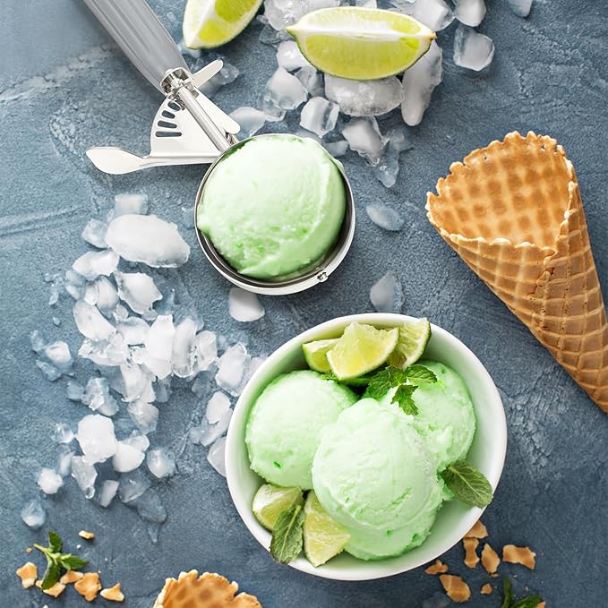 Reallnaive 1 Pcs Release Cookie Scoops Ice Cream Scooper with Trigger Release Portion Scoop Stainless Steel for Portion Control, Baking Food, Cookie Dough (4 oz,Gray)