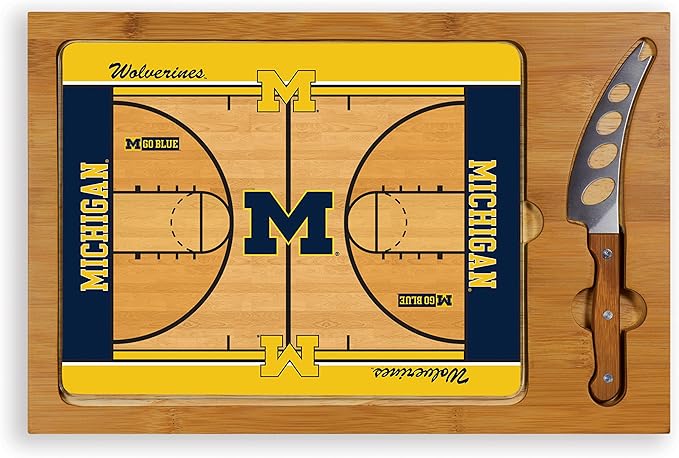 PICNIC TIME NCAA Icon Glass Top Cutting Board & Knife Set, Cheese Boards Charcuterie Boards, Serving Platter, (Parawood & Bamboo)