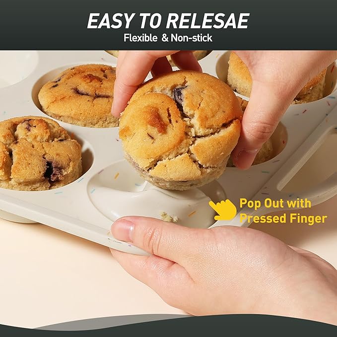 Socisen 24 Cups Silicone Muffin Pan with Metal Reinforced Frame Mini Size Cupcake Pan Tray Egg Bites Silicone Circle Cookie Molds Muffin Tin Tart Pans Non Stick Toxic Oven Safe Baking Sheet Set