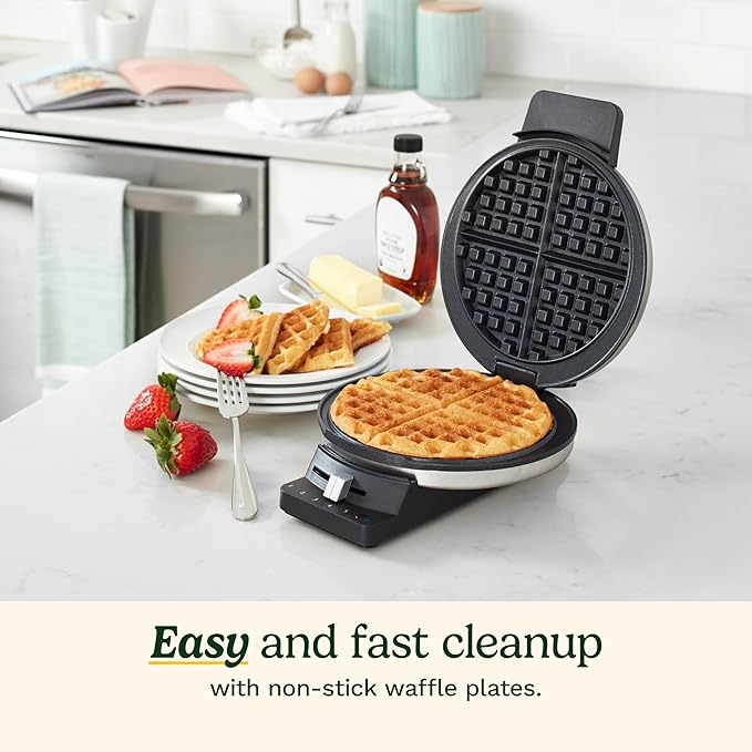 Cuisinart Waffle Maker,1250W Round Classic Waffle Iron,5-Setting Adjustable Browning Control,WMR-CAP2,Brushed Stainless,(Pack of 2)