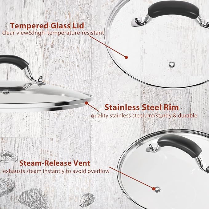 10.25 Inch Tempered Glass Lid Compatible with 10-10.25 Inch Lodge Cast Iron Skillet and 5 Quart Dutch Ovens
