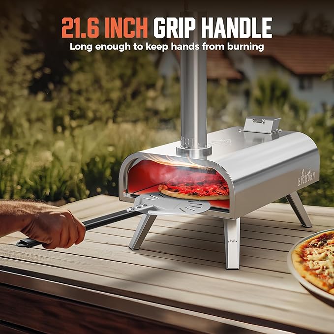 BIG HORN OUTDOORS Pizza Peel - 7-Inch Pizza Turning Peel with Non-Stick Anodized Aluminum for Effortless Pizza Turning&Baked - Perfect Pizza Oven Accessories