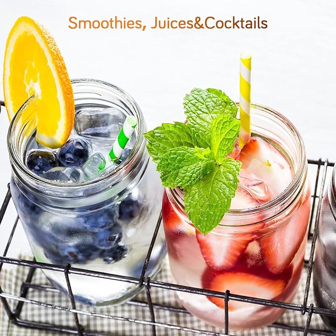 Showvigor 2 Pack Regular Mouth Mason Jars 16oz Glass Canning Jars with Airtight Lids for Preserving, Jam, Honey, Jelly, Wedding Favors, Sauces, Meal Prep, Overnight Oats, Salad