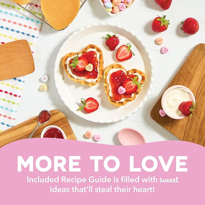 Dash & Sweethearts® Mini Waffle Maker- Mini Machine for Creative Homemade Treats - Nonstick Iron with Unique Print Design - Stylish Waffle Machine - Bestie Blue