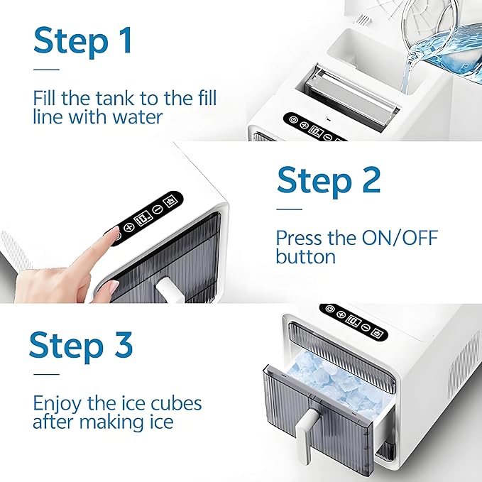 Clear Ice Maker, Makes 12 Ice Cubes in 10 Mins, Portable Self-Cleaning Countertop Ice Maker, Suitable for Whiskey, Vodka, Cocktails, Beer, Juice, Drinks and More