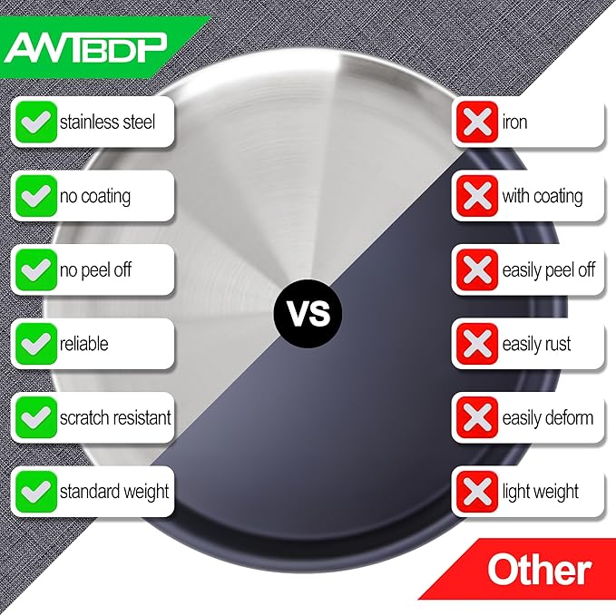 AWTBDP Pizza Pan for Oven, Non-Stick Stainless Steel Pizza Pans, Round Pizza Steel Tray for Baking Supplies & Kitchen, Restaurant, Home (13.5 Inch & 12 Inch & 10 Inch), Dishwasher Safe & Easy Clean