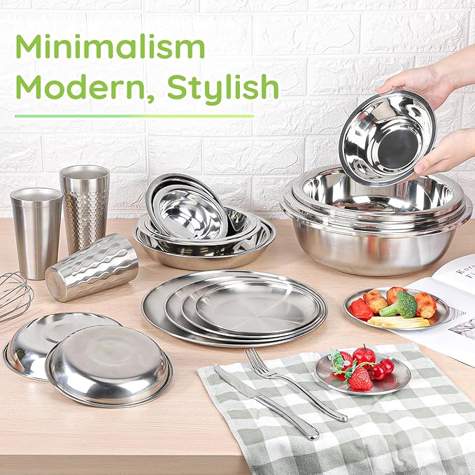 304(18/8) Stainless Steel Mixing Bowls for Kitchen, 10 Pack 5.5" Small Metal Mixing Cooking Bowls Set Stackable for Baking Serving Cooking Food Prep Storage Dishwasher Safe Lightweight