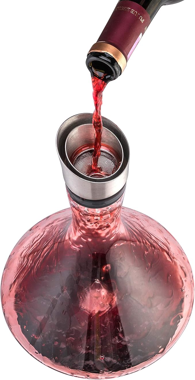YouYah Wine Decanter Set with Wine Chiller Stick 3-in-1 Stainless Steel Wine Bottle Cooler Stick, Red Wine Carafe, Wine Gift
