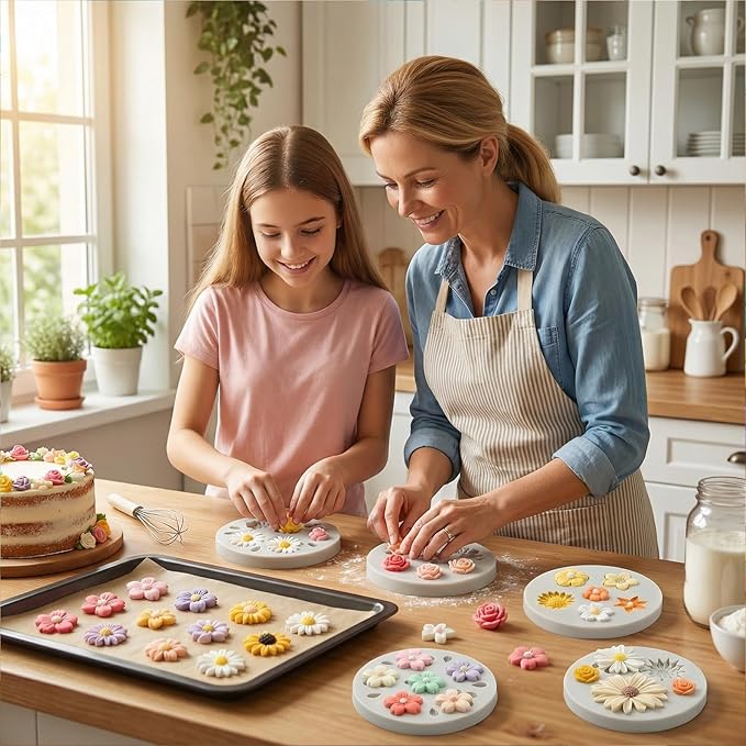5 Pcs Flower Fondant Molds Flower Rose Daisy Silicone Chocolate Mold for Candy Fondant Polymer Clay Soap Ice Cube Crafting and Cake Cupcake Decoration