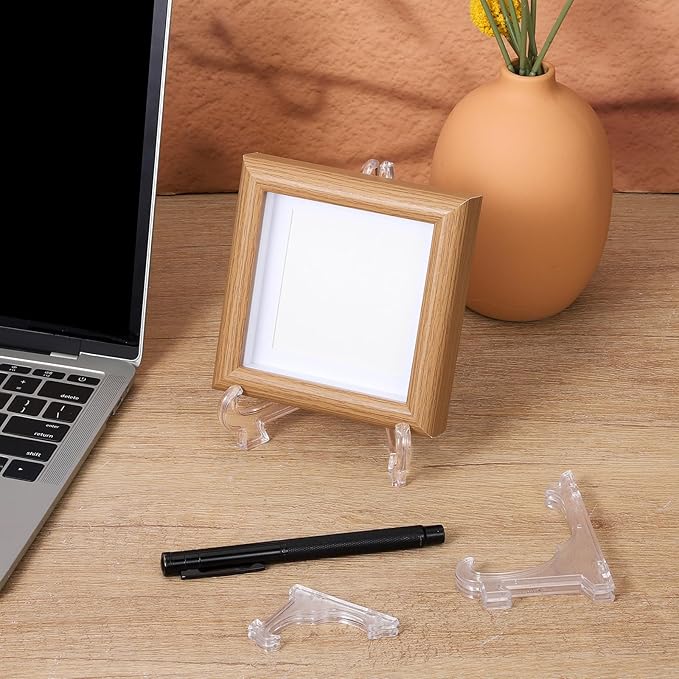 3 Pack Acrylic Frame Holder Stand, 3 Size Clear Plate Display Stand, Foldable Plate Stands for Display Platter, Dish, Book, Photo