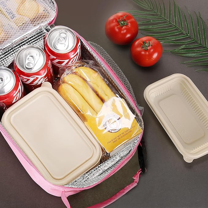 Lovoeo Lunch box Lunch bag for men women Insulated Lunchbox Lunch bags for Work Picnic Travel (Pink)
