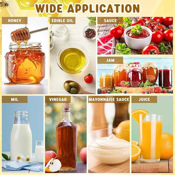 Sliner 36 Set 16 oz Clear Honey Squeeze Bottle Plastic Honey Jars with Leak Proof Flip Top Lid and Thank You Tag Honey Container Empty Refillable Maple Syrup for Storing and Dispensing