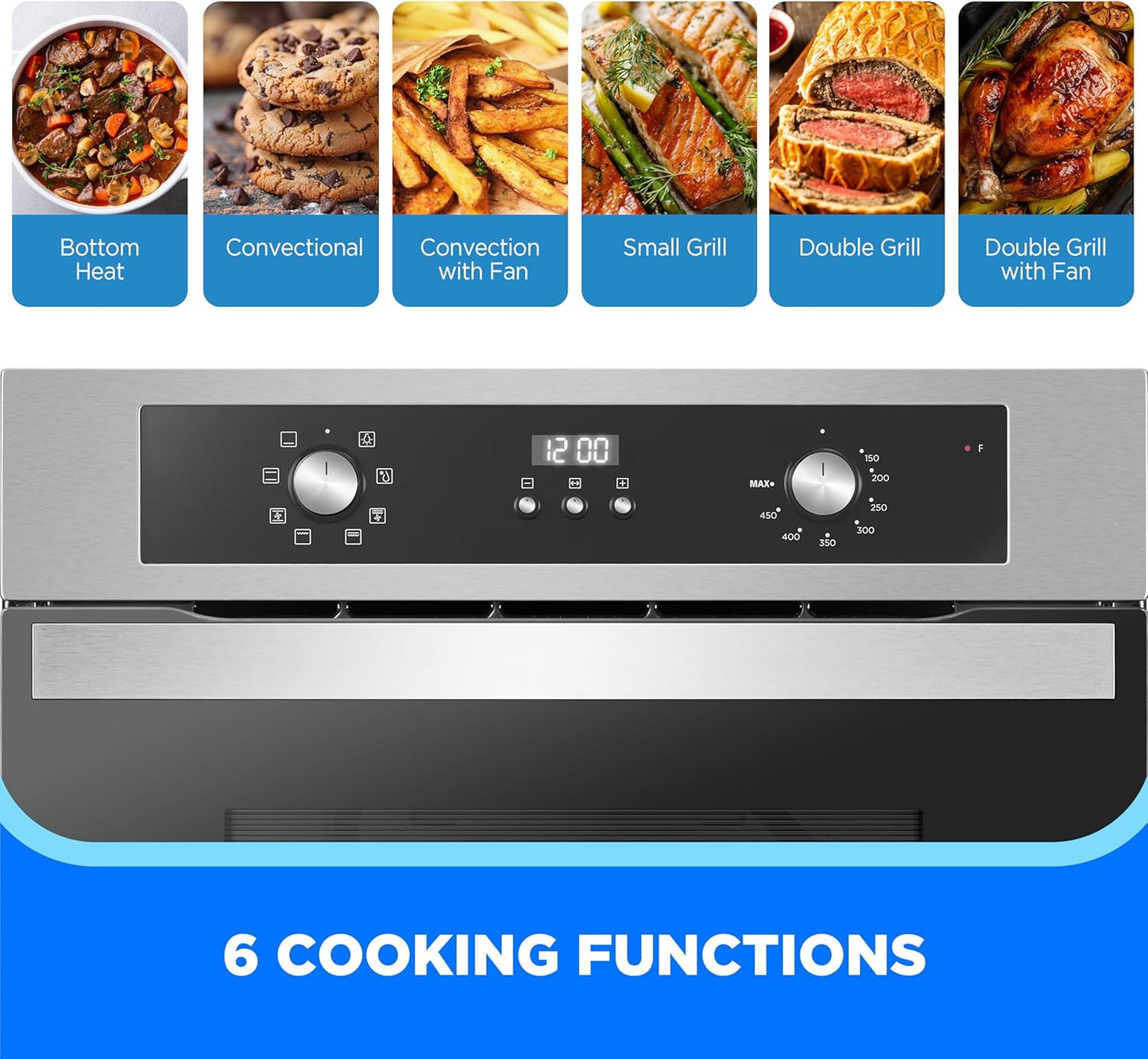 Midea MEW24S2AST Single Built-in Oven, 2.5 cu.ft Wall, Silver