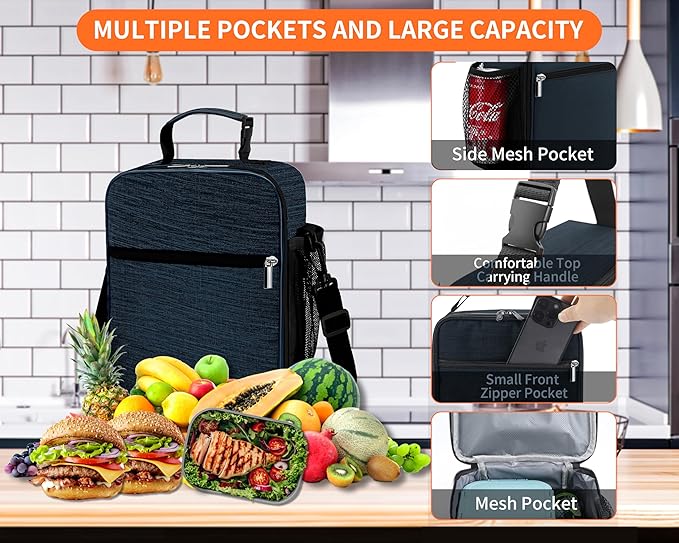 ZM-YOUTOO Lunch Box for Men - Reusable Lunch Bag Men Adult Women- Insulated Small LunchBox