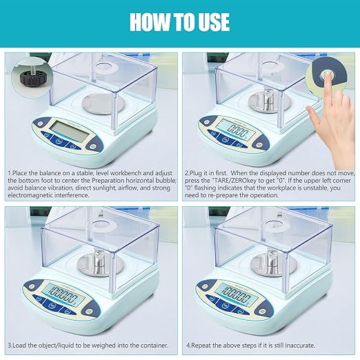 Lab Scale 500g x 0.001g, High Precision Analytical Balance with Digital Windshield. Electronic Gram Scale for Jewelry/Kitchen/Scientific Use, 11 Units Conversion, Portable Digital Scientific Scale