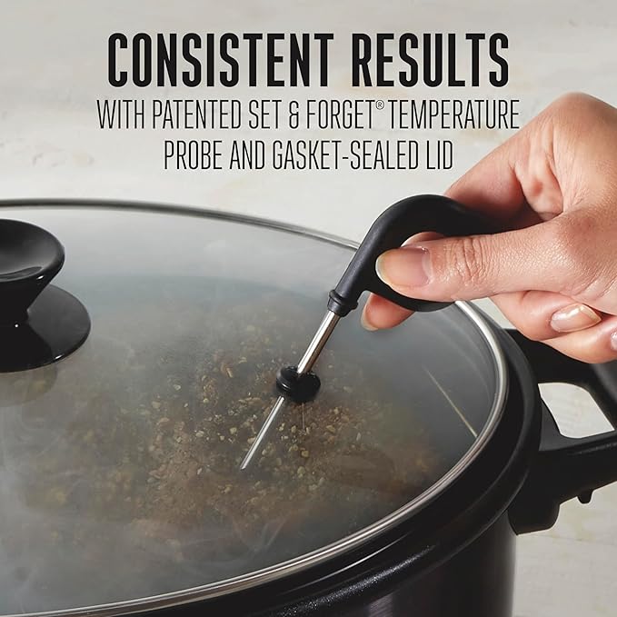 WESTON 2-in-1 Programmable Slow Cooker & Electric Indoor Smoker, 6 Quart, 3-Tier Smoking Rack for Meat, Cheese and More, Dishwasher Safe Crock, Temperature Probe, Includes 16 oz. Party Dipper, Black