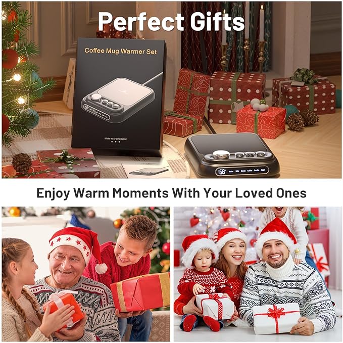 Coffee Mug Warmer with 5 Temps, Coffee Cup Warmer for Desk Faster Heat-Up & 1-10H Timer, Smart Electric Beverage Warmer with Auto Shut Off & LCD Display, Ideal Gifts for Coffee,Tea,Milk,Cocoa (NO CUP)