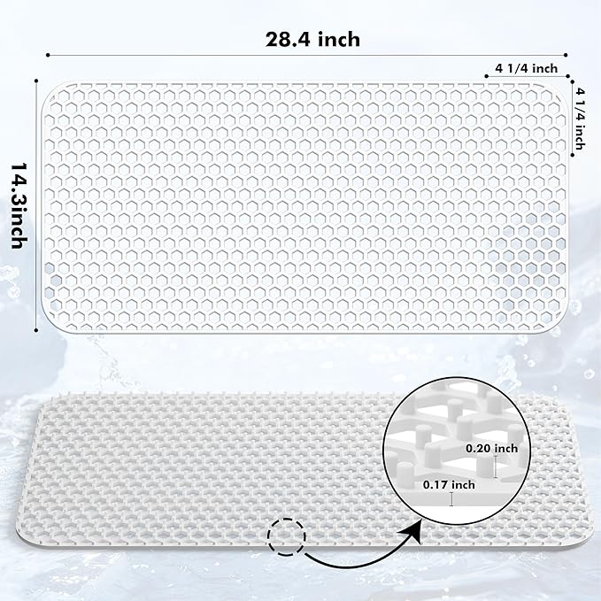 Bestjing Silicone Sink Protectors for Kitchen Sink - 28.4"x 14.3" Kitchen Protector Accessory, Non-Slip Heat Resistant Mat for Bottom of Farmhouse Porcelain Stainless Steel (White)
