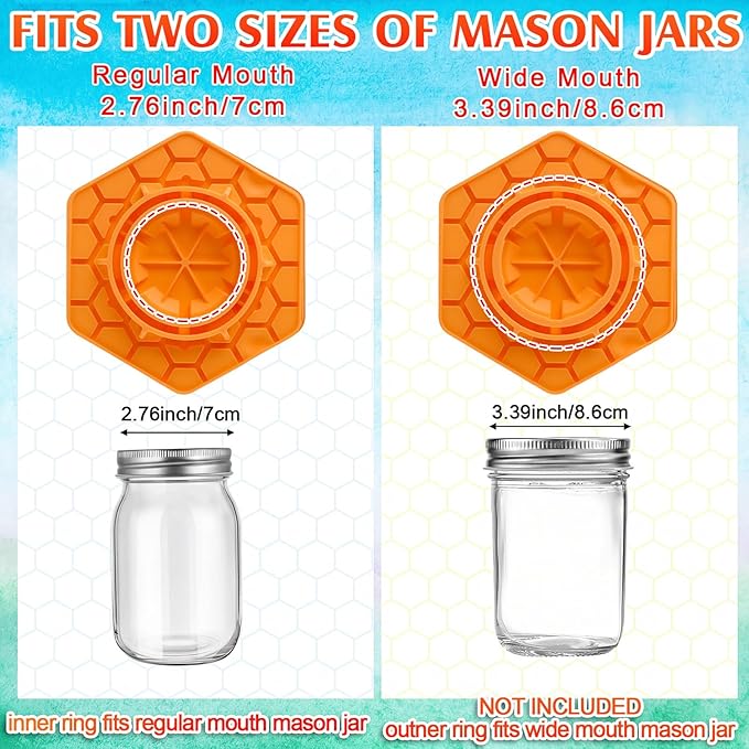 4 Pack Bee Feeder for Mason Jar Bee Watering Station Garden Silicone Sugar Water Feeder Beekeeping Drinking Equipment Tools with Mason Jars for Drinking Water(Orange,Hexagon)
