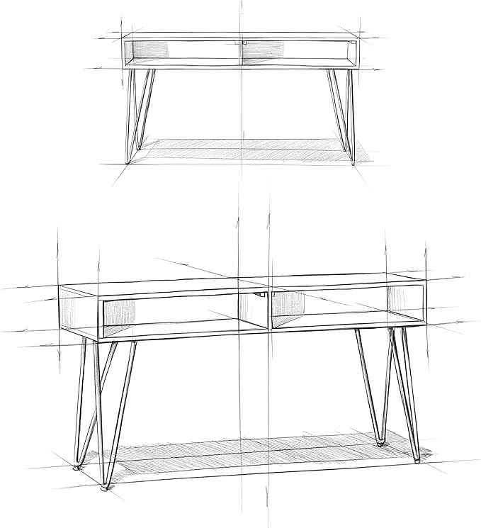 SIMPLIHOME Hunter Console Table - 55 Inch Wide Solid Mango Wood and Metal Sofa Table in Natural, Industrial Storage Table for Entryway or Living Room with 2 Open Cubbies and Black Hairpin Legs