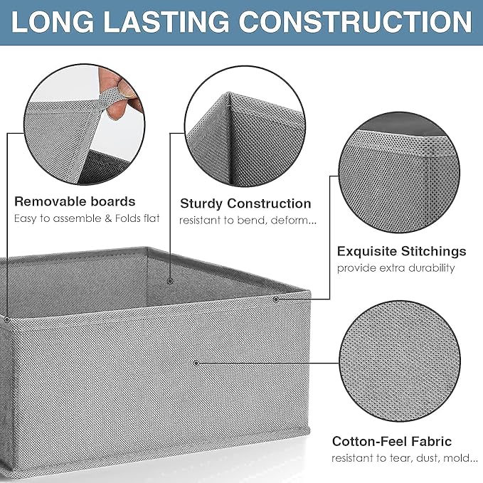 Criusia Drawer Organizer Clothes, 8 Pack Underwear Organizer, Foldable Closet Organizers and Storage Dresser Dividers for Clothes, Socks, Scarves, Ties (Gray)