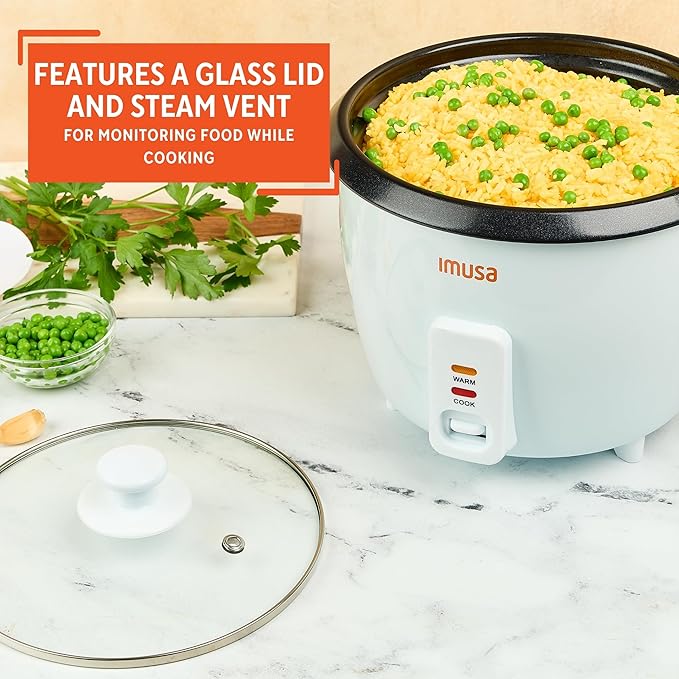 IMUSA Electric Rice Cooker 16 Cup Cooked 8 Cup Uncooked – Ceramic Nonstick Pot, Multi Cooker for Rice, Quinoa, Oatmeal, Stew – Keep Warm Function – Compact for Kitchen Dorm RV