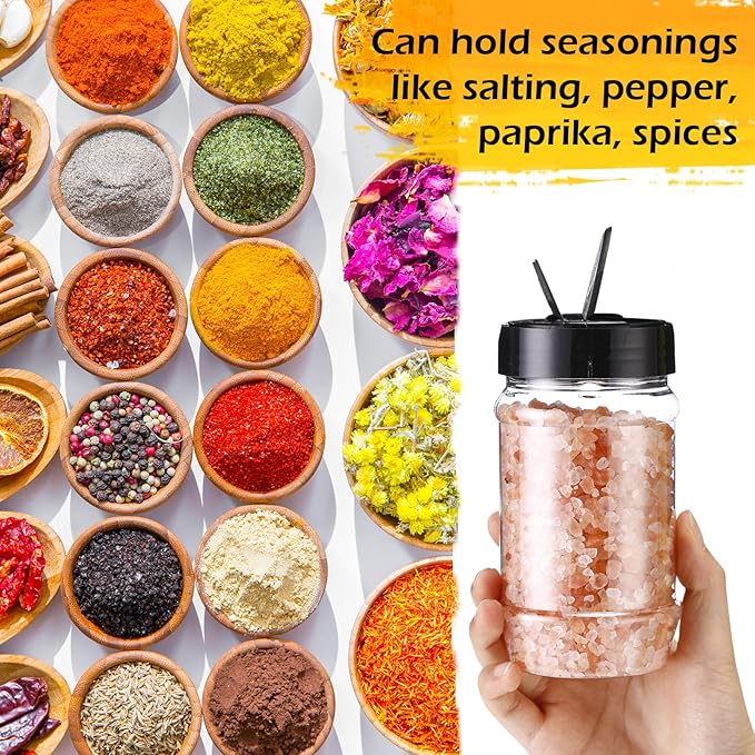 Mimorou 30 Pack Plastic Spice Jars with Shaker Lids Clear Seasoning Containers Spice Bottles for Kitchen Storing Spice Herbs Seasoning Powders (Oval Shape,12.2 oz)